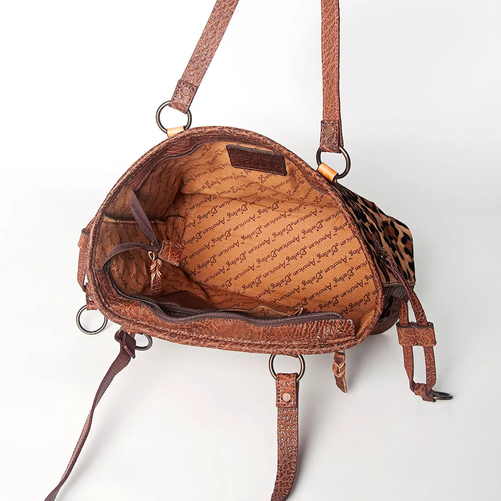 American Darling ADBGZ313B Tote Hand Tooled Hair On Genuine Leather women bag western handbag purse