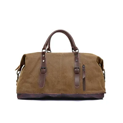 Augur Men Travel Bags Canvas Leather Carry On Luggage Bags Men Duffel Bags Travel Tote Large