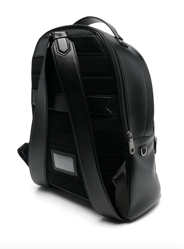 Dolce & Gabbana men's black logo plaque leather backpack