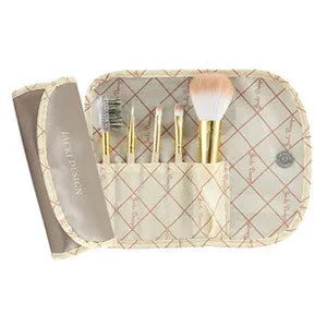 Jacki Design Vintage Allure 5 Pc Make Up Brush Set And Bag, Cream