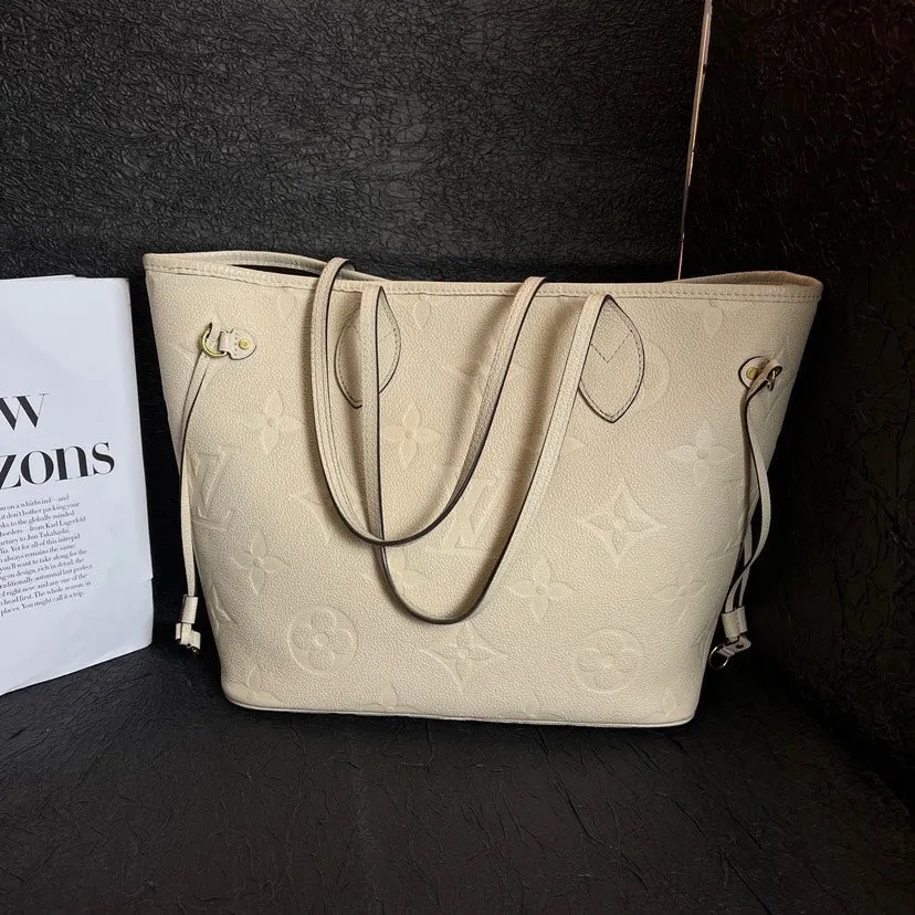 Louis Vuitton Neverfull White Medium Leather Tote 32cm